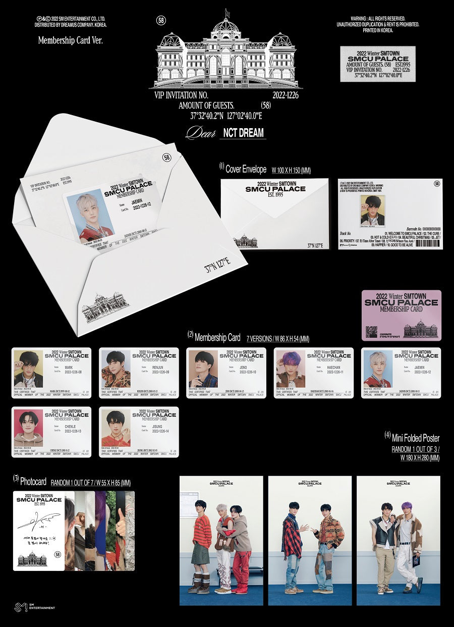 NCT DREAM 2022 Winter SMTOWN SMCU Palace Membership Card Ver